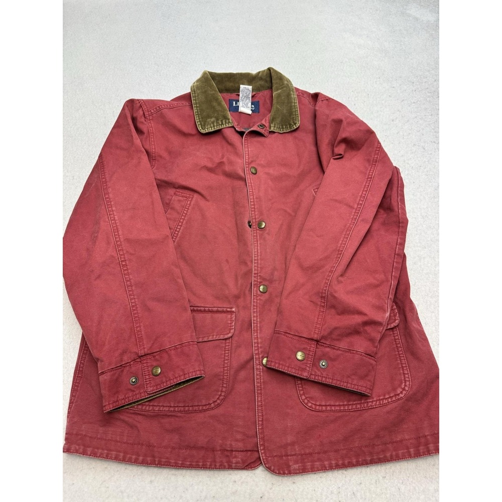 L.L. Bean Coat Kids XL 18-20 Red Canvas Barn Jacket Corduroy Collar Lined